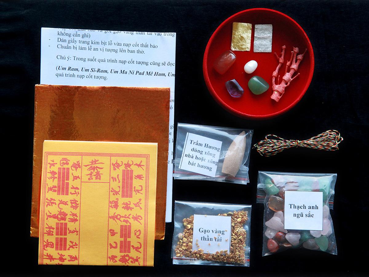 Bộ thất bảo, cốt bát hương, cốt bát nhang chuẩn - Bộ số 2