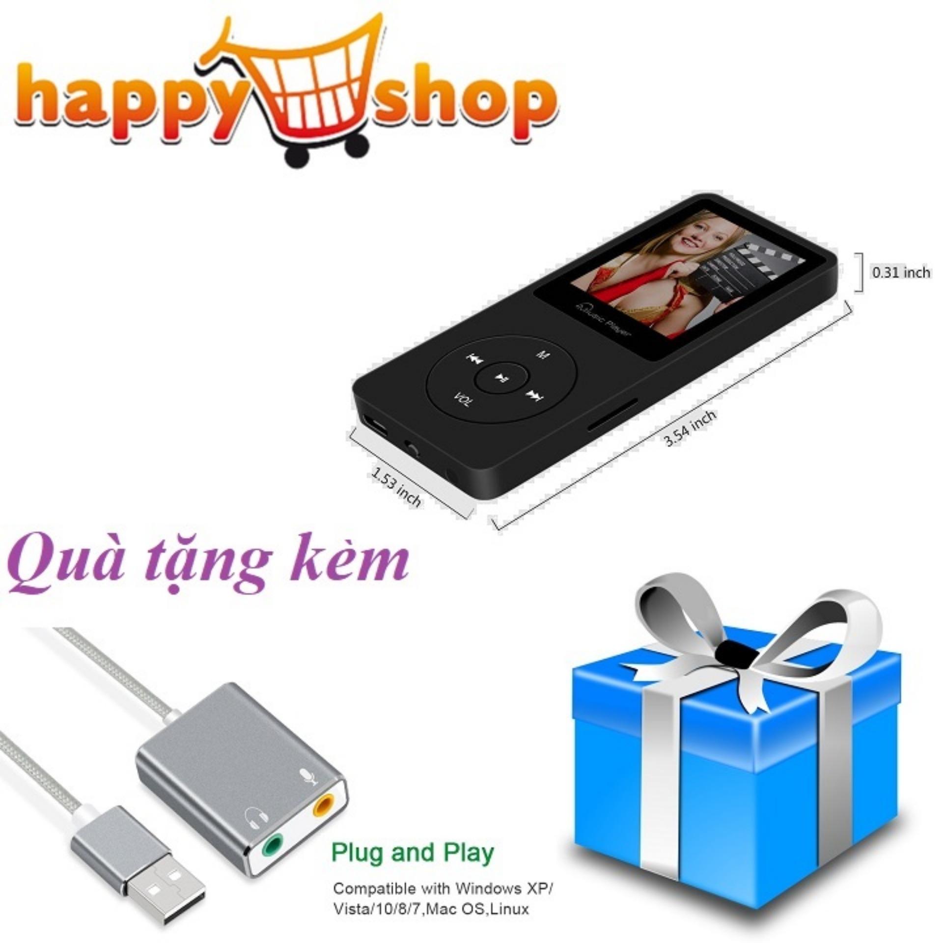Máy nghe nhạc xem phim mp3/mp4 Bộ nhớ trong 8G hỗ trợ thẻ nhớ 64G - Thời gian nghe nhạc liên tục lên đến 100h TẶNG KÈM Usb sound nhôm dây âm thanh 5.1 cao cấp SR20