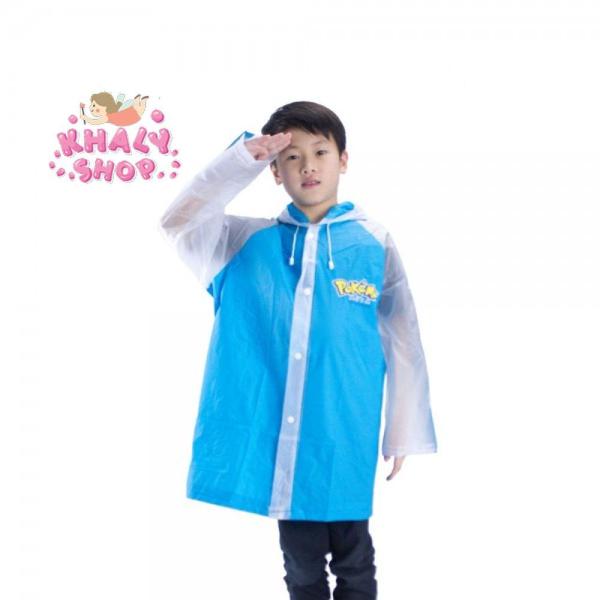 Áo mưa hình Pikachu màu xanh dành cho trẻ em , học sinh và các bé có nhiều size (S) (Thái Lan) - 240PVCPOS199