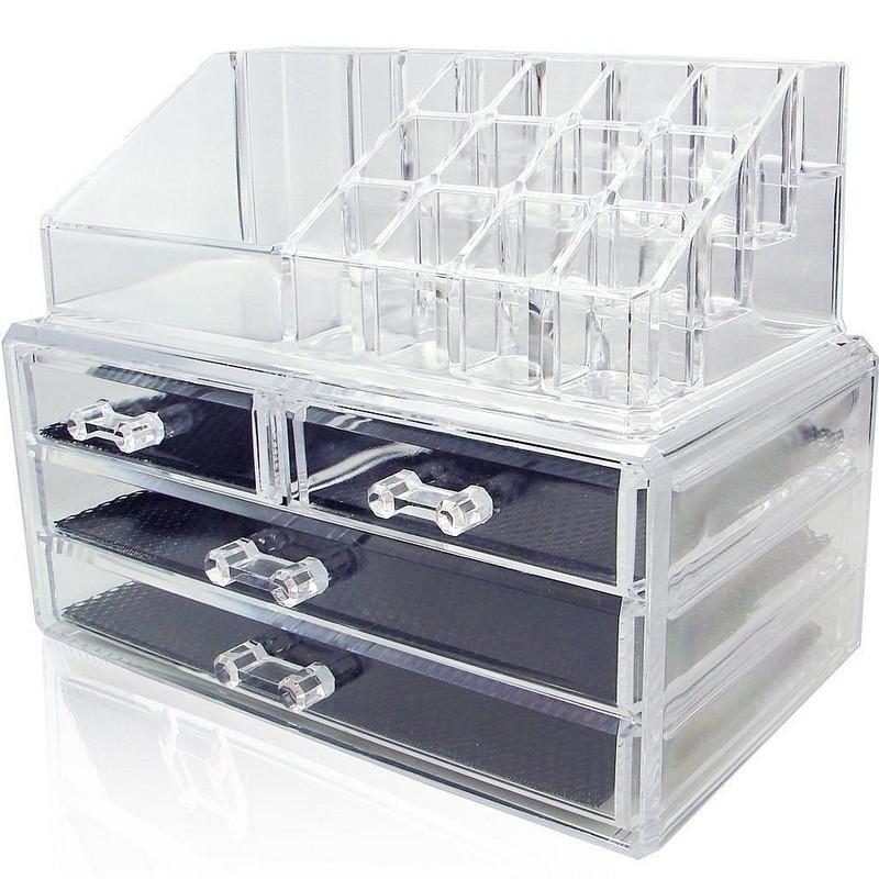 Kệ đựng mỹ phẩm trong suốt/kệ để mỹ phẩm Mica 4 tầng