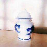 Chóe đựng muối, gạo, nước trên ban thờ cỡ S4, gốm sứ Bát Tràng