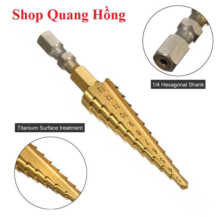 Mũi khoan tháp, bước hss 4241 3-13mm khoan sắt nhôm tôn,...