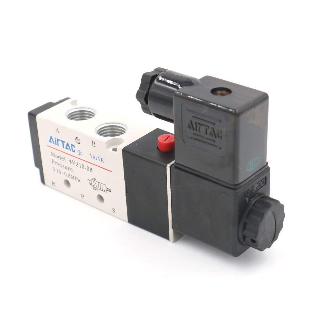 Van điện từ khí nén 5 chiều 4v210-08 g1/4 điện áp dc24v