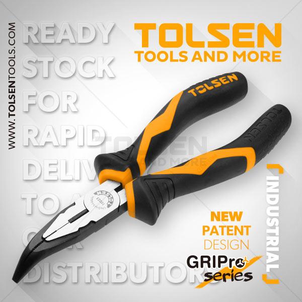 Kìm răng mũi nhọn cong 45 độ cn 6" tolsen 10023