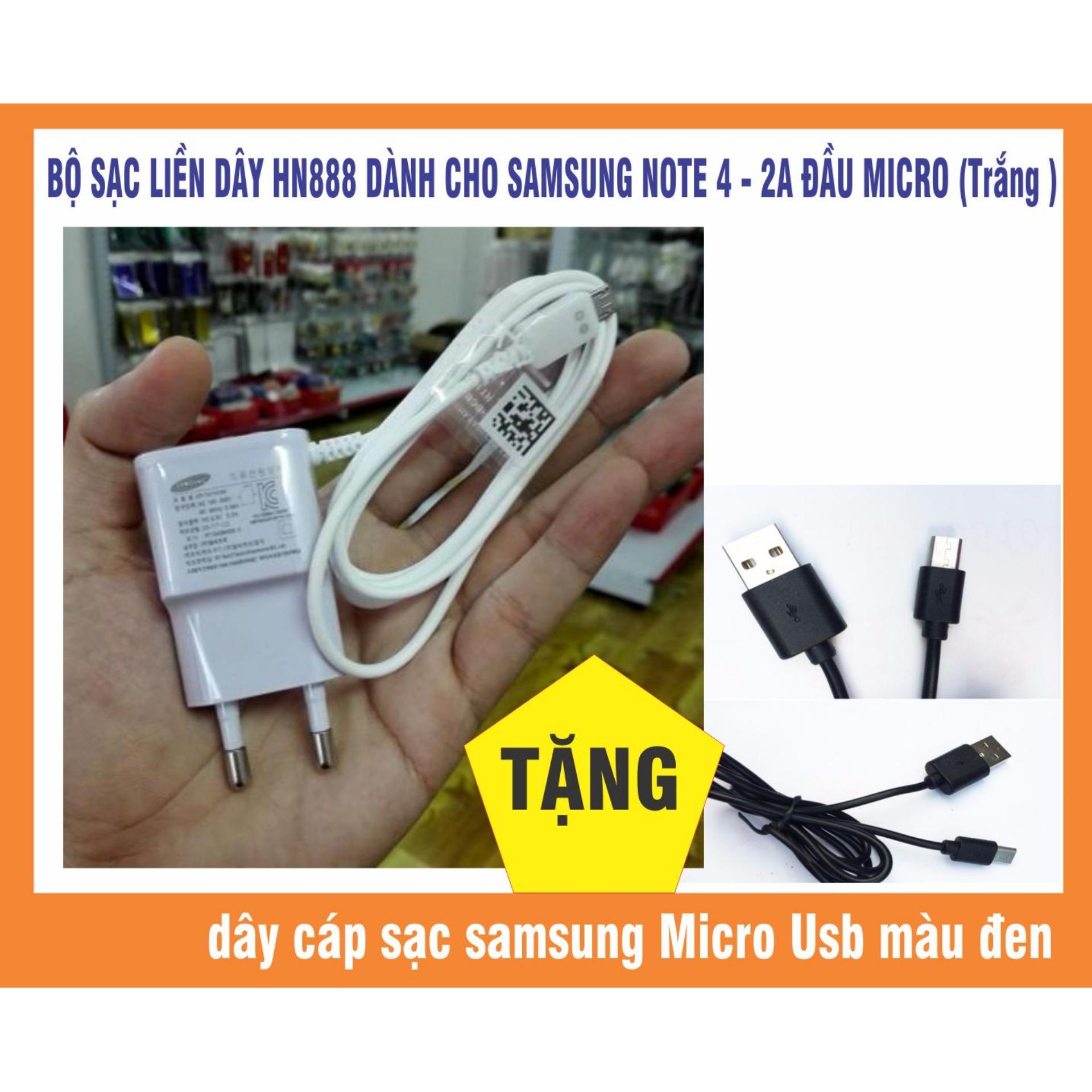 BỘ SẠC LIỀN DÂY HN888 DÀNH CHO SAMSUNG NOTE 4 - 2A ĐẦU MICRO LOẠI XỊN