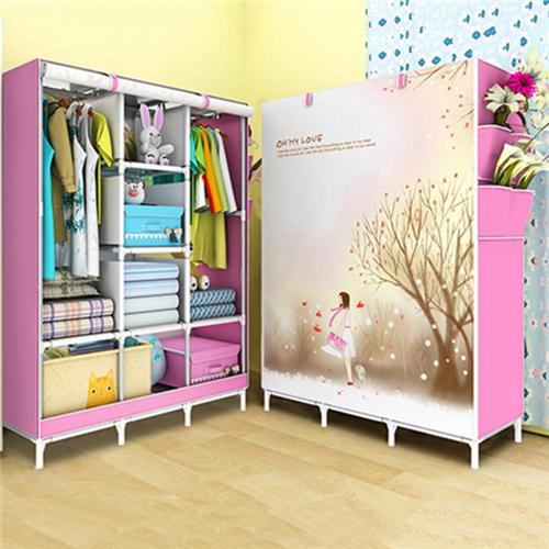 [HCM]Tủ vải quần áo cao cấp kiểu dáng 3D 3 buồng 8 ngăn (giao màu ngẫu nhiên)