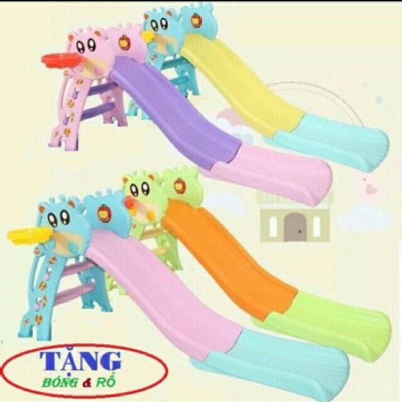 Giá bán Cầu trượt máng dài cho bé tặng kèm rổ và 100 bóng