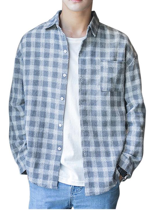 Áo sơ mi nam form rộng kẻ karo thời trang