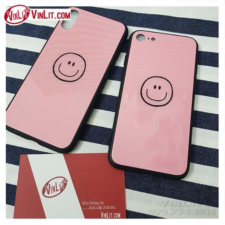 Ốp lưng iphone ốp cường lực hình mặt cười hồng cực đẹp - ipp180512a6i6p
