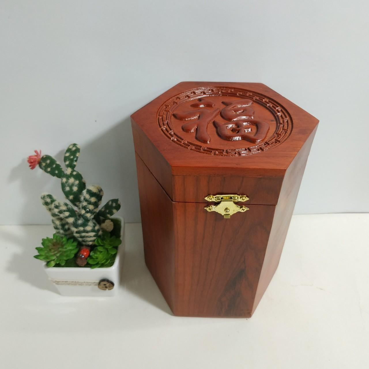 Hộp đựng Chè Gỗ HƯƠNG ĐỎ chữ phúc TÀU LOẠI CAO TO