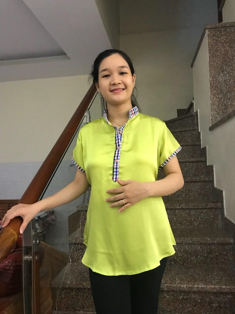 Áo bầu lụa cổ trụ