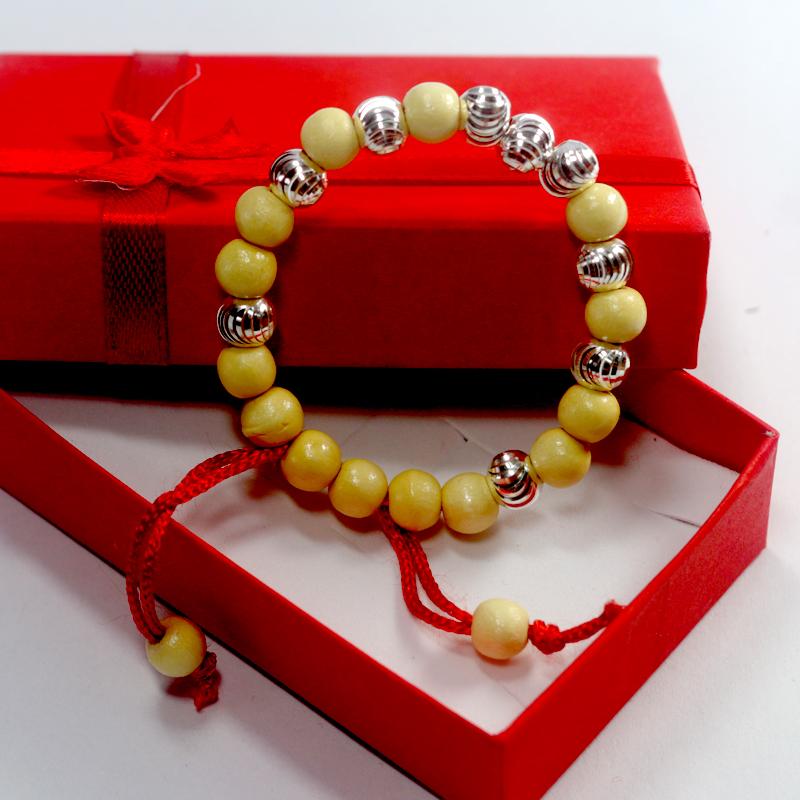 Vòng dâu tằm bé gái, 9 bi bạc ta STT-VD91x