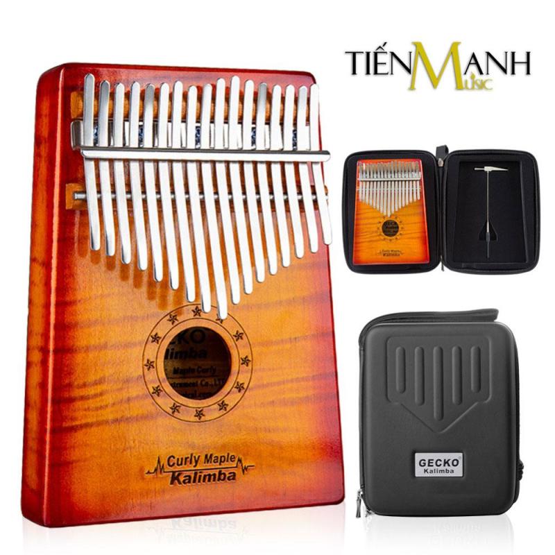 Combo Đàn Kalimba Gecko 17 Phím MC-S và Hộp đựng (Gỗ Phong vân hổ - Mbira Thumb Finger Piano 17 Keys - Kèm Sticker dán note, Decal xanh đỏ, Búa chỉnh âm, Túi đựng, Khăn lau, Sách học, Móng gẩy Tiến Mạnh Music - Giúp cảm thụ âm nhạc tốt)