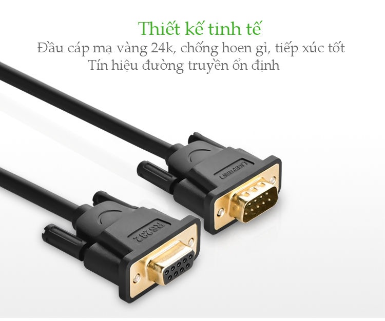 Dây nối dài COM RS-232 đực sang cái UGREEN DB101 Dây nối dài COM RS-232 đực sang cái UGREEN DB101
