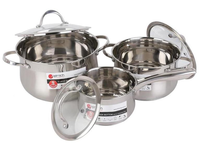 Bộ nồi và quánh inox 304 đáy từ size 16 - 20 - 24cm elmich ibiza-2350124