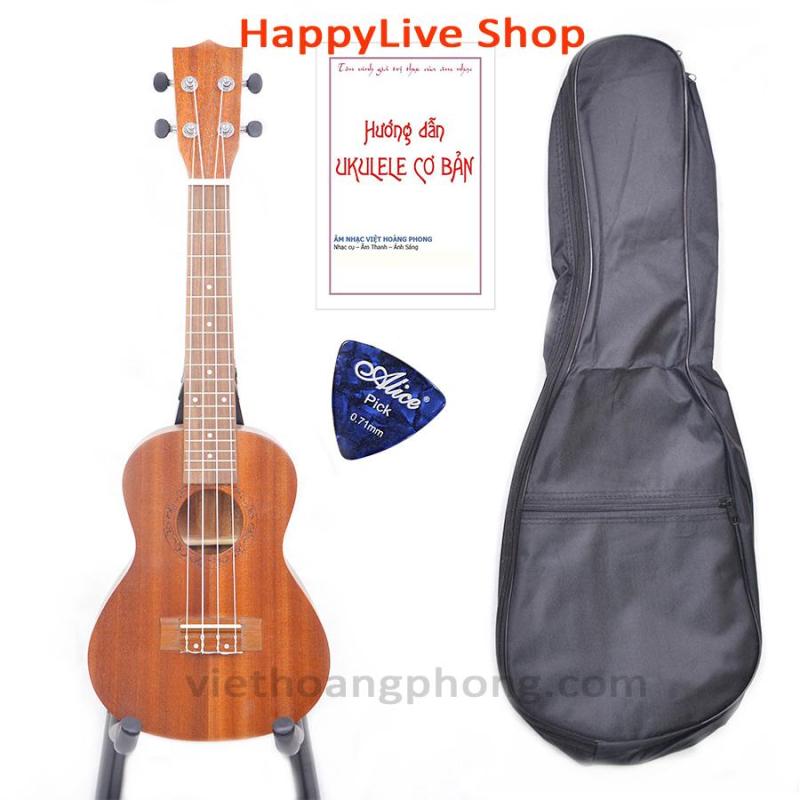 Đàn Ukulele Concert Full gỗ Mahogany VHP dây nylon + Tặng kèm bao đựng sách học phím gảy - HappyLive Shop