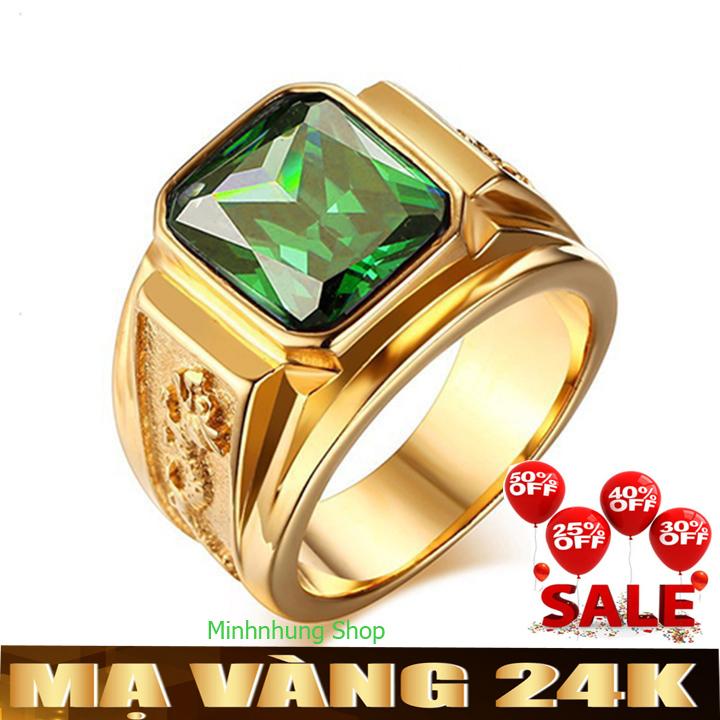 Nhẫn Nam Titan khắc Rồng sang trọng vĩnh viễn không đen