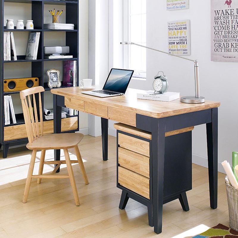 Bàn làm việc, học tập 3 ngăn kéo IBIE NB-Blue gỗ cao su màu xanh phối tự nhiên