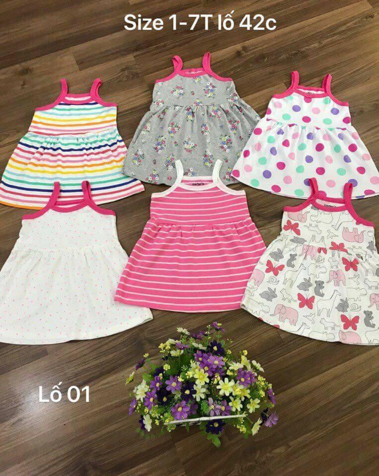 Combo 5 váy 2 dây cho bé gái 6-10 kg