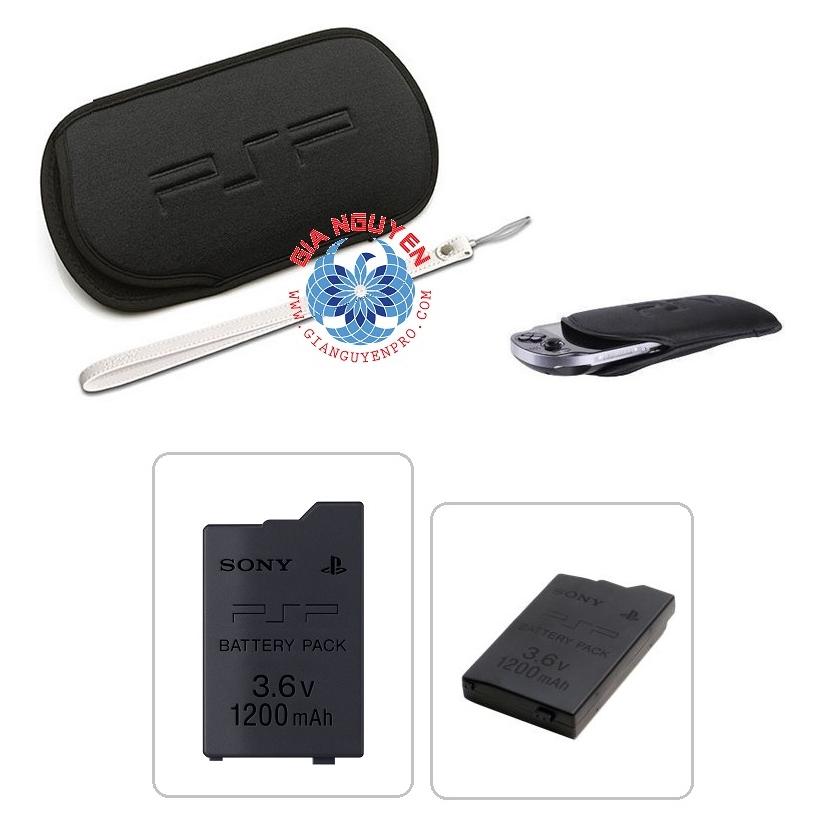 Combo Pin SonyPortable PSP Battery 3.6v 1200mAh + Túi Mềm Chống Sốc Bảo Vệ Máy PSP