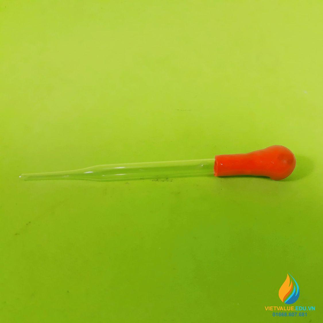 Pipet hút bằng thủy tinh, bầu cao su, dài 20cm