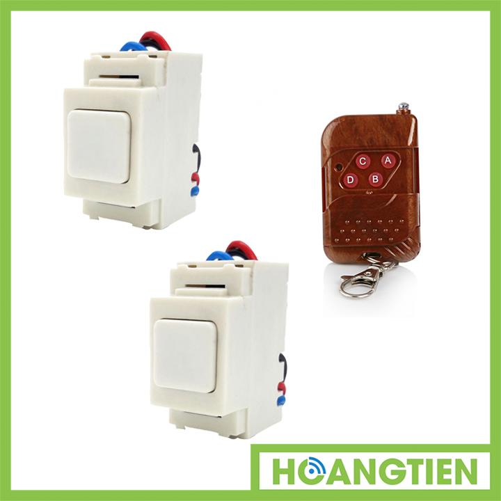 Bộ 2 công tắc điều khiển từ xa ir rf lắp mặt panasonic tpe ri02 + remote rf vỏ vân gỗ r1vg315