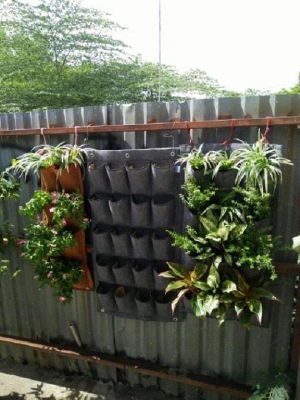 Túi vải trồng hoa rau quả 20 ngăn vải không dệt có khuy treo tường
