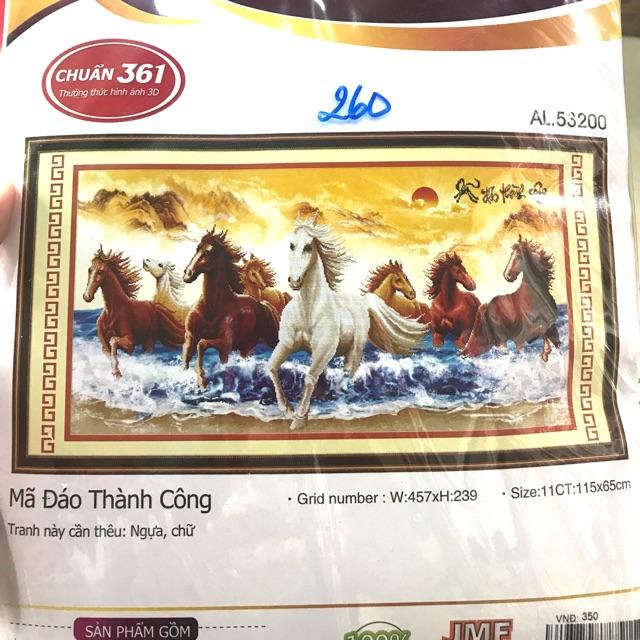 Tranh thêu mã đáo thành công 8 con ngựa 3D Ailuo AL53200