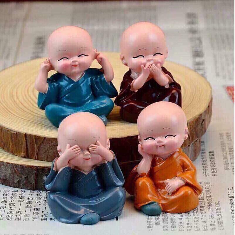 Bộ Tượng 4 Chú Tiểu-Loại 1 Chất liệu men tốt