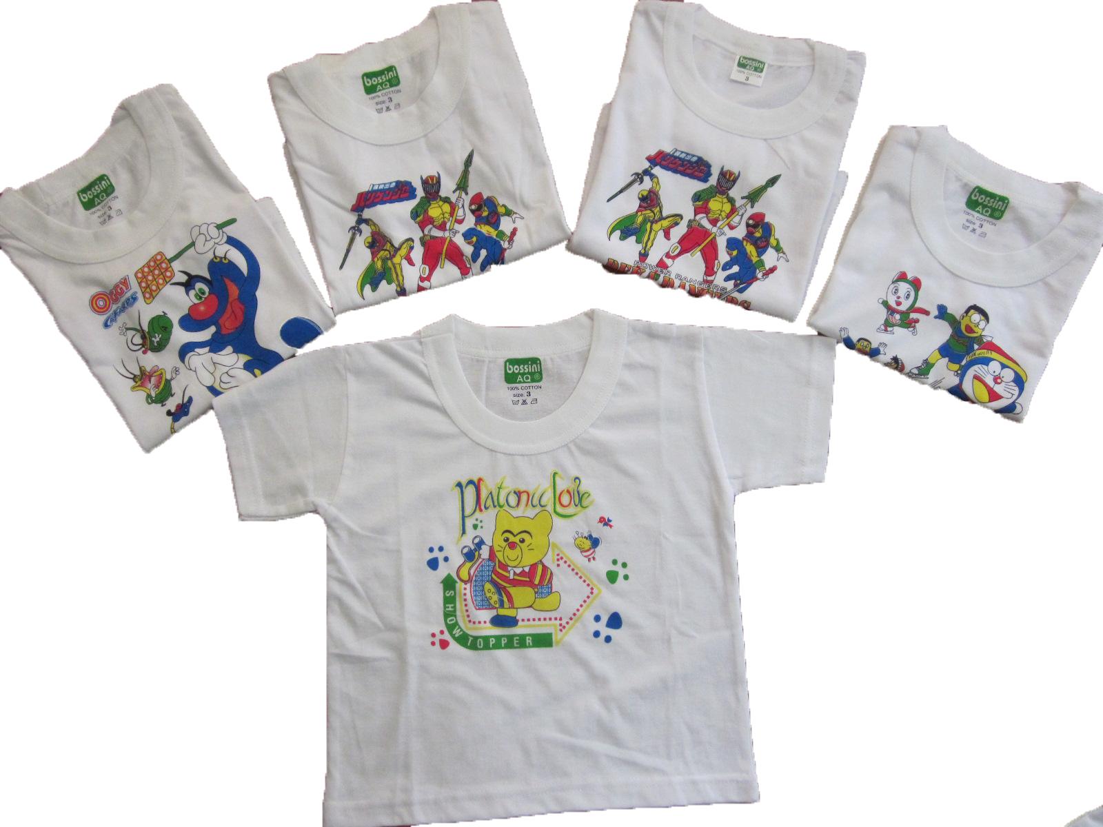 Combo 5 Áo tay ngắn cotton  trắng bé trai và gái