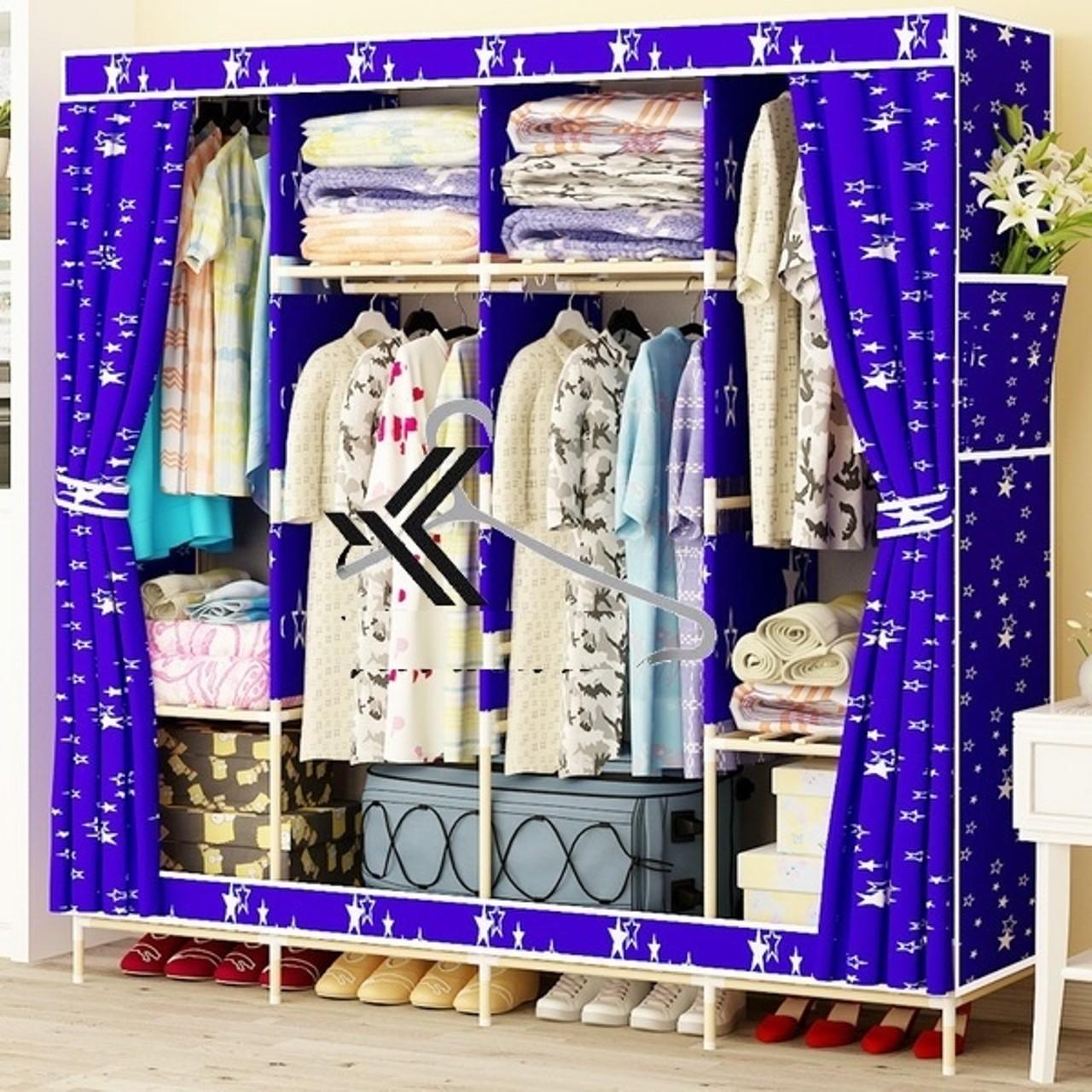 Tủ vải khung gỗ 4 buồng cao cấp, tủ đựng quần áo tiện lợi - gdtruong56