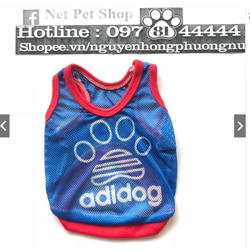 Áo chó mèo thú cưng ba lỗ lưới adidog từ 6KG ĐẾN 8KG