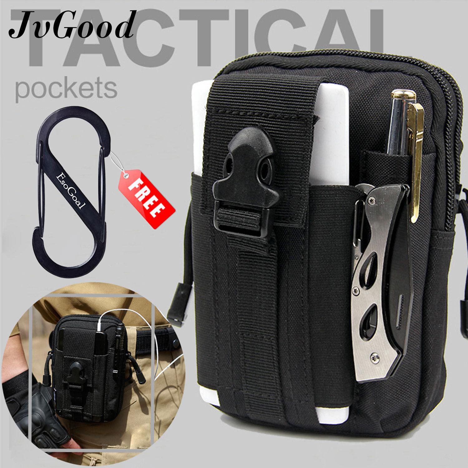 JvGood Tactical Molle Pouch EDC Utility Waist Belt Gadget Gear Bag Tool Organizer with Cell Phone Holster Holder (Black)
