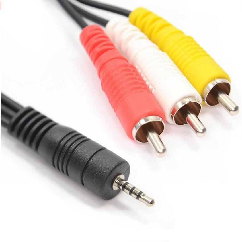 Cáp chuyển 3.5 sang 3 đầu bông sen Cáp 3.5 To RCA / Dây AV 1 ra 3 Souer /Cáp Audio 3,5mm ra 3 đầu bông sen (RCA) dài 1m5 cao cấp