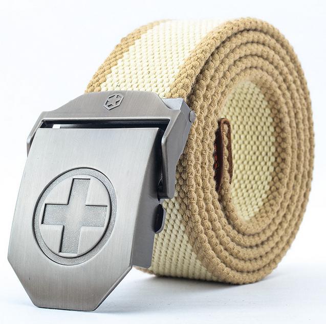Dây nịt vải bố Touch mặt dấu cộng đơn giản Canvas Belt
