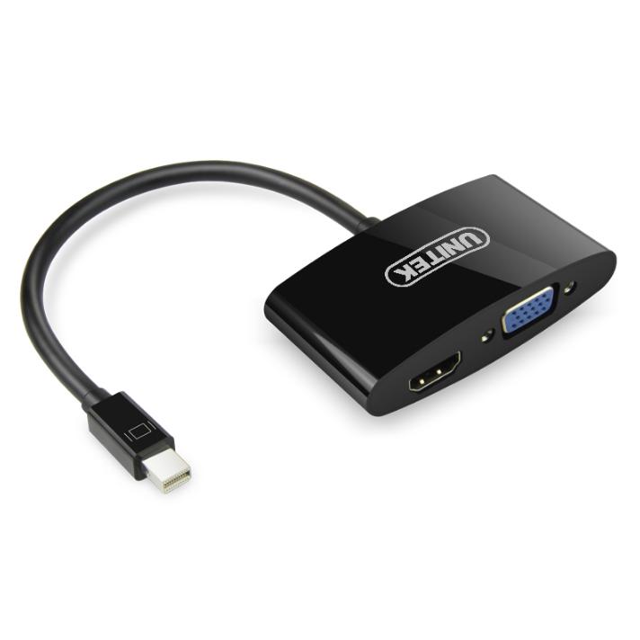 Cáp chuyển tín hiệu mini displayport to vga+hdmi unitek y-6328bk