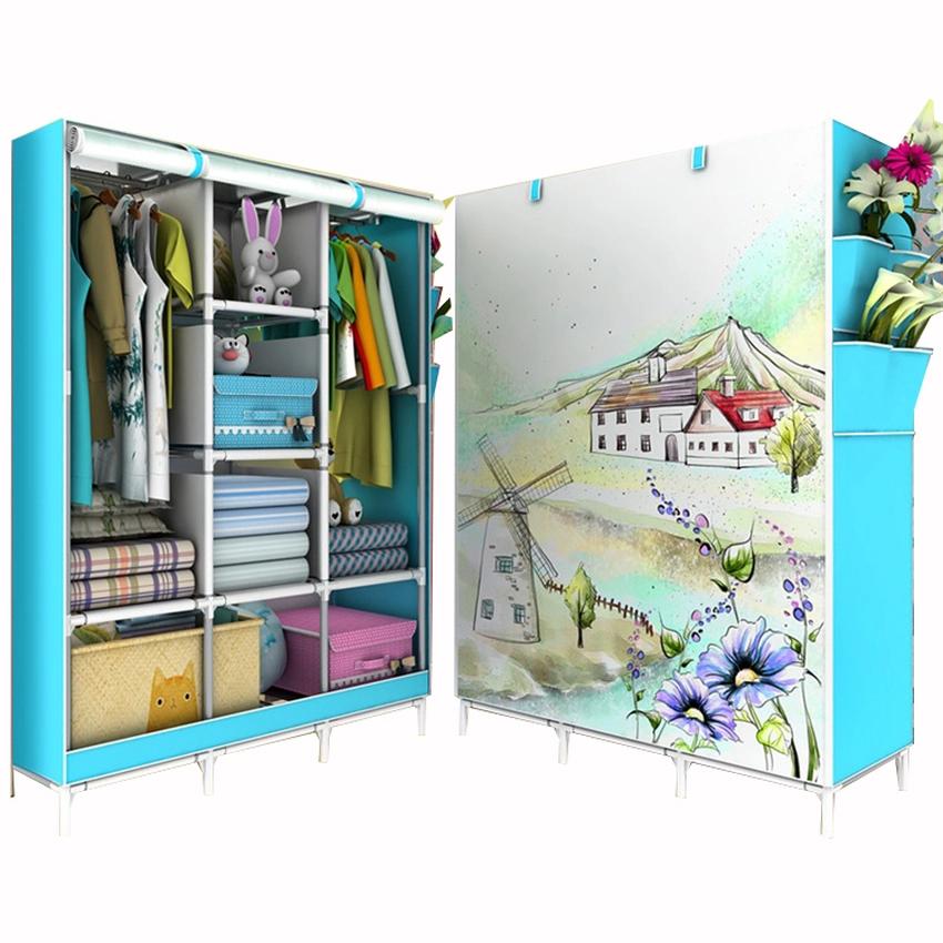 Tủ vải 3d 3 buồng 8 ngăn đựng quần áo