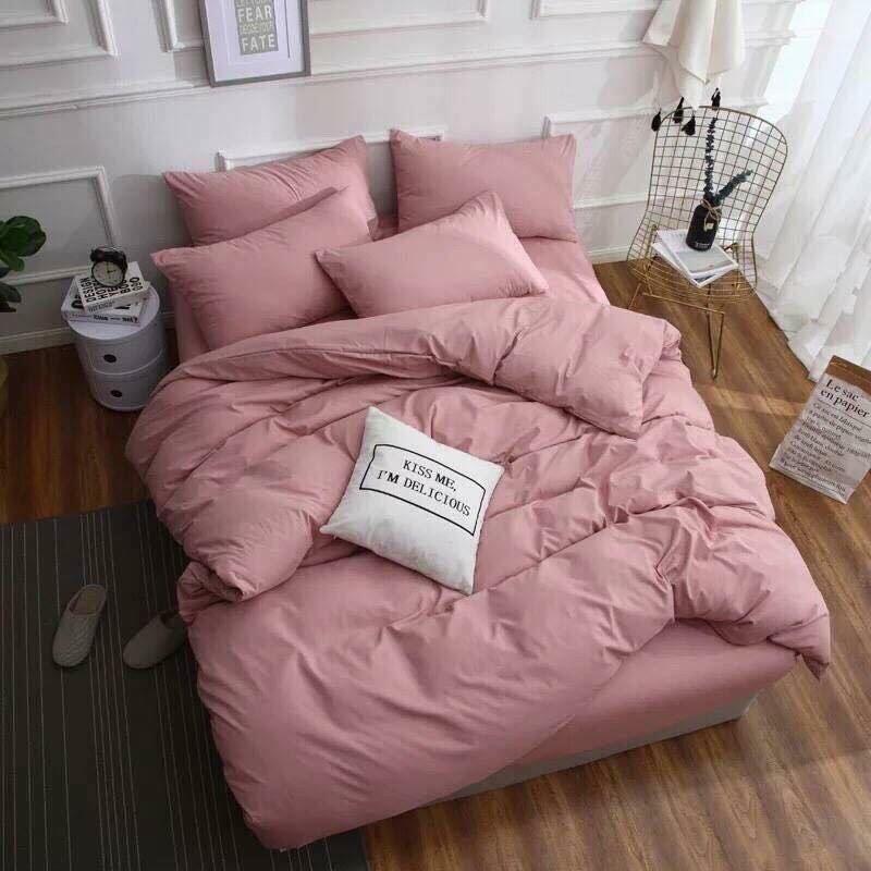 -Bộ chăn ga gối basic cổ điển bo chun đủ kích thước.
