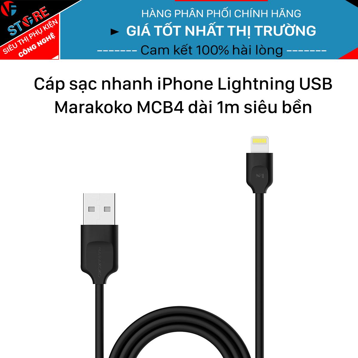 Cáp sạc nhanh Lightning USB Marakoko MCB4 dài 1m siêu bền cho iPhone, iPad, iPod..
