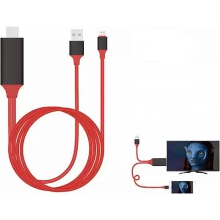 [HCM]Cáp MHL Lightning to HDMI cho iPhone iPad(Red) chuyển đổi HD từ điện thoại ra tivi