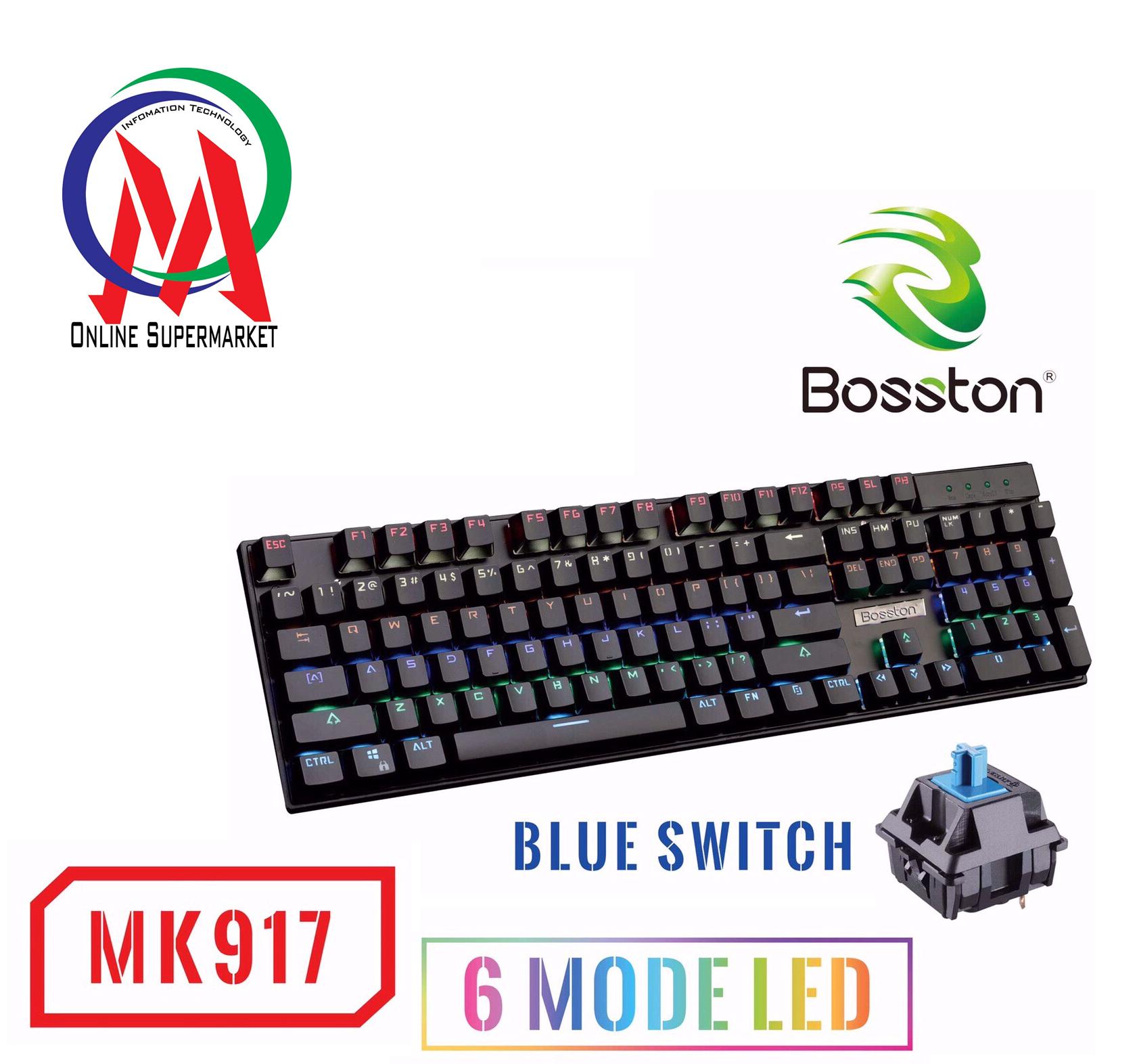Bàn phím cơ bosston mk917 blue switch led