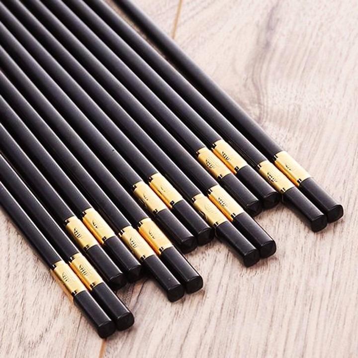 Bộ 10 đôi đũa ăn hợp kim đầu bọc vàng