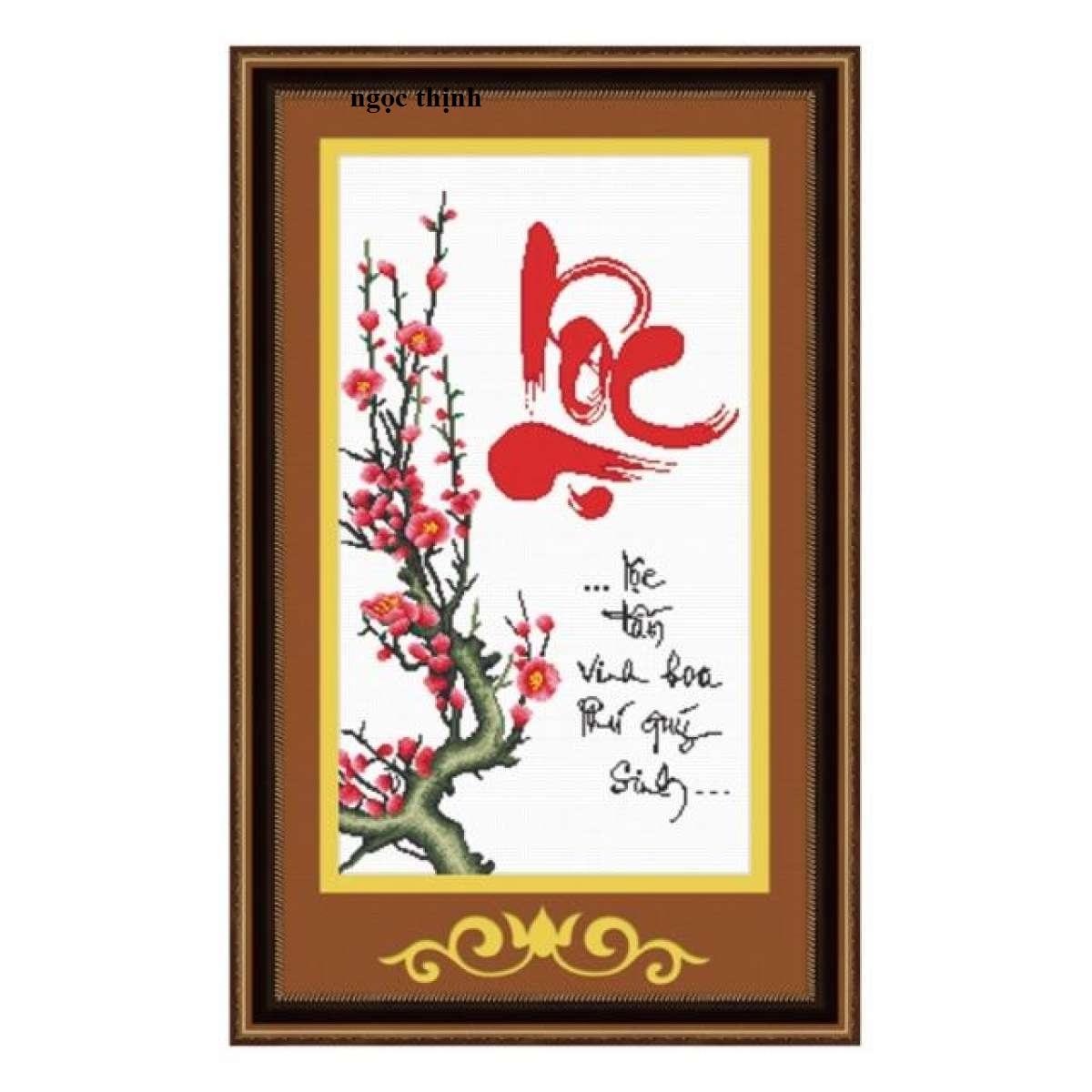 Tranh thêu chữ thập chữ Lộc Ailuo AL51260-Kíchthước: 40x70Cm