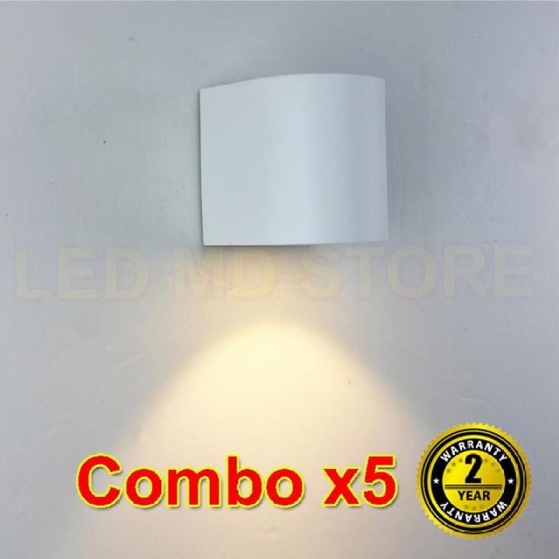 Bảng giá Bộ 5 đèn Tường 5W trang trí Vỏ trắng sáng Vàng - ML6030
