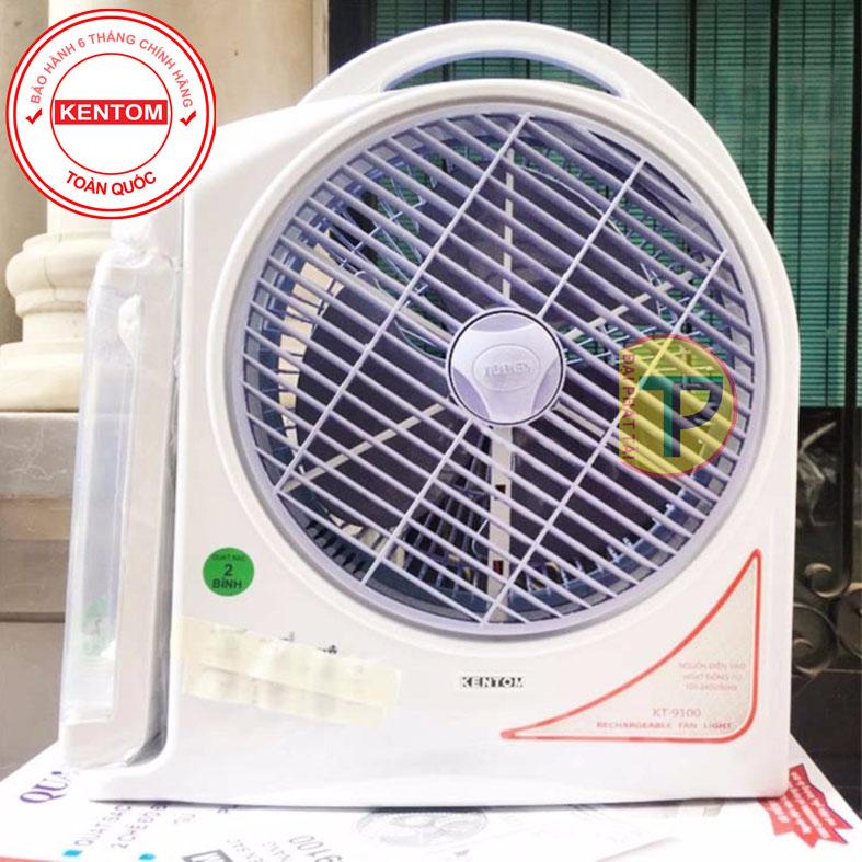 [HCM][NTT] Quạt sạc kiêm đèn sạc Kentom KT9100 2 bình (Trắng)