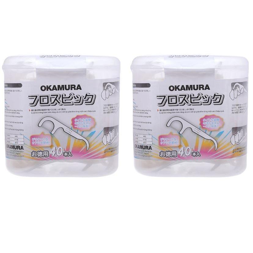2 Hộp Tăm chỉ kẽ răng nha khoa cao cấp Nhật bản gói 40 chiếc - Okamura (Japan)