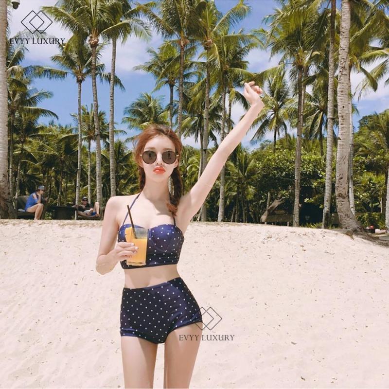 Nơi bán Đồ bơi bikini 2 mảnh họa tiết chấm bi cạp cao che khuyết điểm Evyy