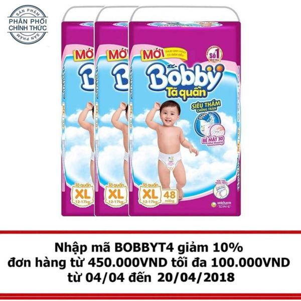 Bảng giá Bộ 3 gói tã quần Bobby XL48