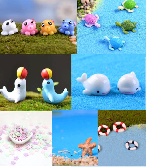 Combo 6 charm slime sinh vật biển kèm 1 gói cốm ngôi sao