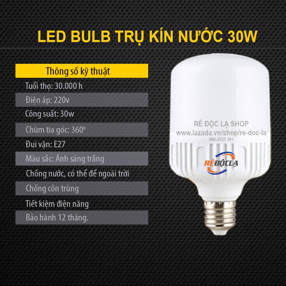 Bóng đèn Led trụ 30W Trắng - HÀNG NHẬP KHẨU